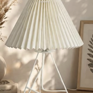Home Homesake® Retro Down to the Wire Metal Table Lamp with Fabric Shade, Bedside Lamp Gift Housewarming Home Living Room, Pleated Shade (Off-White)