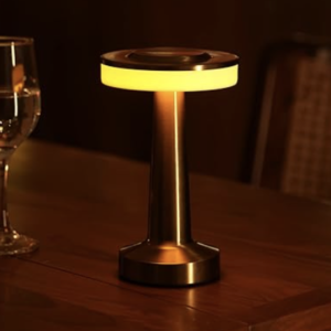 NYRWANA Table Lamp | 2000mAh Battery | Home Decor, Lamp, Lamps for Bedroom and Living Room, Stepless Dimming, 3 Colour Touch Control, USB-C Charging (Metal - Gold)